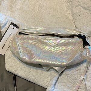 Aimee Kestenberg Iridescent Holographic Snake-Texture Crossbody Bag - White